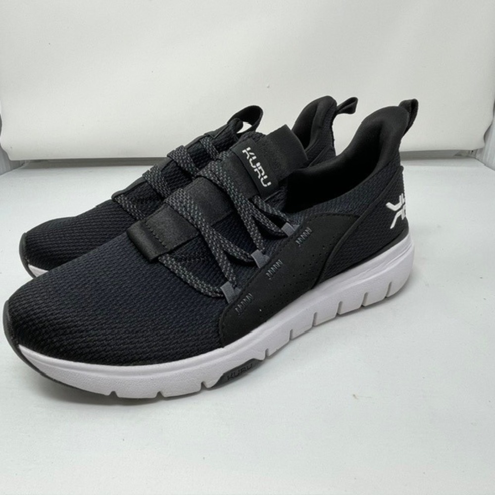 Kuru Flex Slip-On Sneakers Womens 8.5 Jet Black Bright White 21100385 Walking